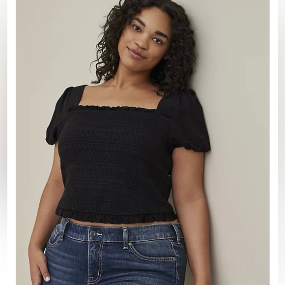 torrid Tops - NEW Torrid Challis Smocked Puff Sleeve Crop Top NWT